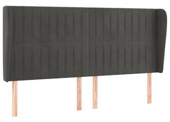 Zagłówek uszak ciemnoszary 163x23x118/128 cm aksamit WM-3118249