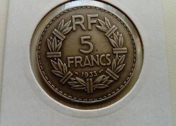 Moneta 5 franków 1933 r. Francja