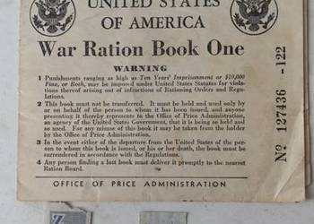 USA wojenna książeczka żywnościowa 1942r