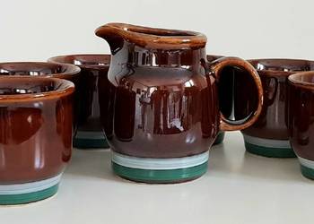 Porcelit fajans Pruszków PRL filiżanka mlecznik zestaw