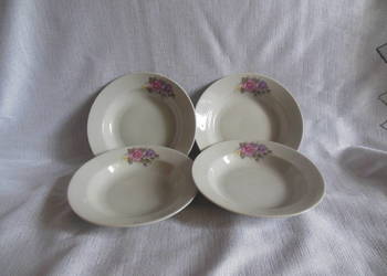 Talerze głębokie w różyczki PRL 4 SZT.