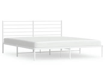 Łóżko Metalowe Białe Rama Łóżka Ze Stelażem Biała 193x203 cm WM-352374