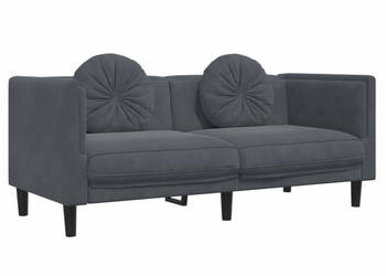Sofa 2-osobowa z poduszkami ciemnoszara aksamit WM-372633