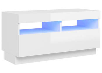 Szafka pod TV z oświetleniem LED biała z połyskiem 80x35x40cm WM-804451