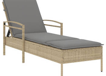Leżanka z poduszką beżowa 63x200x81 cm polirattan WM-368302