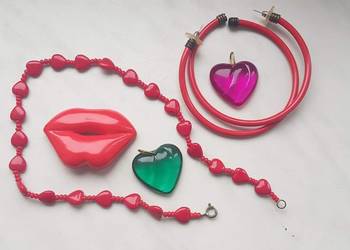 Korale kolczyki broszka