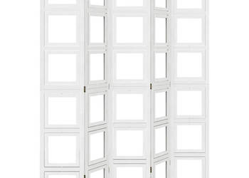 Parawan pokojowy 5-panelowy biały lite drewno paulowni WM-358696
