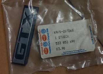 Emblemat nowy GTX VW Scirocco II, oryginał. Na słupek