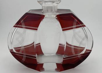 UNIKAT Karafka Flakon Karl Palda Art Deco Rubinowy Kryształ Czechy 910g