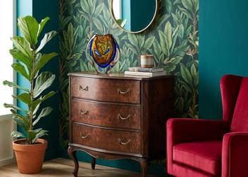 Drewniana KOMODA orzechowa styl LUDWIK 3 szuflady gięte nóżki antyk na lata