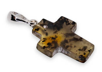 Zawieszka wisiorek krzyżyk z bursztynu, BURSZTYN bałtycki krzyż #1313
