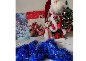 gruby szeroki łańcuch choinkowy na choinkę  niebieski granatowy elegancki b