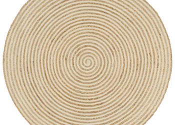 Dywanik ręcznie wykonany z juty spiralny wzór biały 90 cm WM-133716