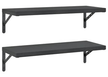 Półki ścienne 2 szt. 75x30 cm czarna stal nierdzewna WM-3214515
