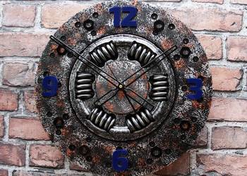Duży zegar tarcza sprzęgła scrap metal art 43cm loft