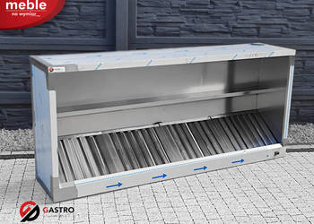 Okap skrzyniowy przyścienny z filtrami wywiewny 2000x1000x450 mm