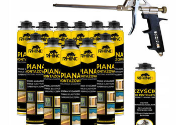 Zestaw 11x Piana montażowa Czyścik RAF PACK Pistolet BLACK darmowa dostawa