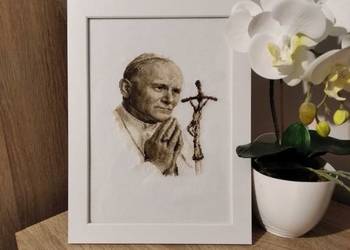Haft krzyżykowy Jan Paweł II papież rękodzieło prezent obraz