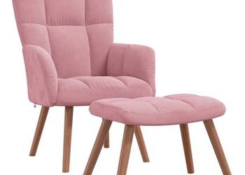 vidaXL Fotel z podnóżkiem, różowy(SKU:328066)