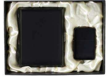 Zestaw Prezentowy Zapalniczka Papierośnica Czarna