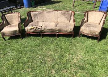 Sofa dwa fotele w stylu Ludwik