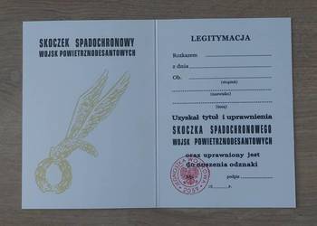 Legitymacja skoczka spadochronowego i instruktora spadochronowego WPD