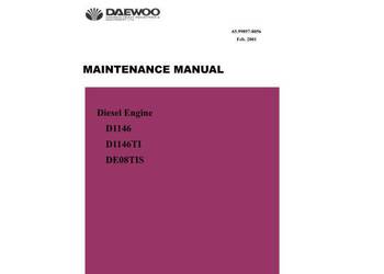 Daewoo D1146, D1146TI, DE08TIS silnik instrukcja napraw Daewoo D1146, D1146TI, DE08TIS silnik instrukcja napraw
