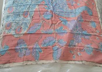 Czerwono-niebieska chusta apaszka bandamka wzór paw