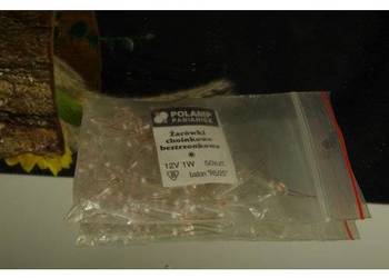 POLAMP Pabianice żarówka choinkowa beztrzonkowa 12 V 1 W R5/25 – NOS PRL