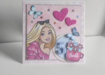 Kartka urodzinowa ręcznie robiona Barbie