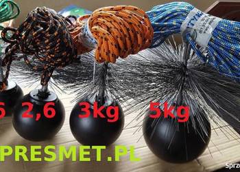 Kula szczotka kominiarska 150 do czyszczenia komina 2,6kg fi 200mm lina 15m