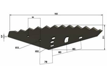Nóż do paszowozu 552x211x5 - Pronar (50 HRC) APL00245