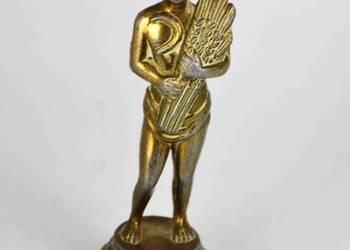 Figurka mosiądz cherubin Bachus alegoria piwa przed 1945r