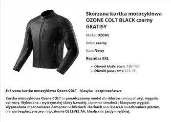 Ozone Colt kurtka motocyklowa skóra nowa 6XL