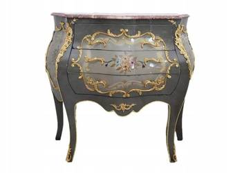 Luksusowa Drewniana Komoda - Szafa Szafka - Kwiaty Marmur - Złote Okucia