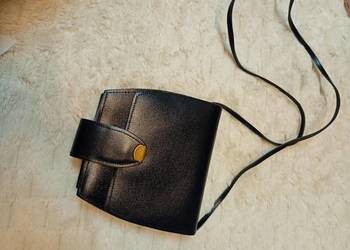 Real Leather/Granatowa, skórzana torebka z Londynu