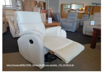 Fotel  RELAX w Skórze Naturalnej, Bujany Obrotowy -33% MEBLE PYKA Olesno