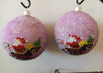 Bombka z koralików rękodzieło ozdoba prezent Boże Narodzenie