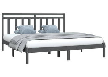 Rama łóżka szara lite drewno 200 x 200 cm WM-3105272