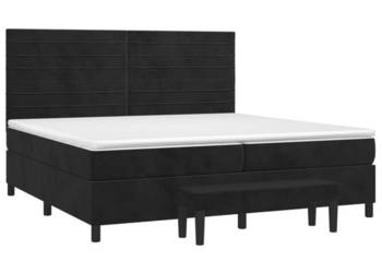 Łóżko kontynentalne z materacem czarne aksamit 200x200 cm WM-3137925