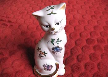 Kot - Andrea z motylami - porcelana - 18 x 9 x 6,5 cm Sadek Japan EUC
