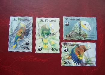 St Vincent 1989 MNH Mi. 1222/25 Fauna Ptaki SPECIMEN  WWF  a