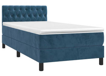 Łóżko kontynentalne materac i LED niebieski aksamit 90x190 cm WM-3134559