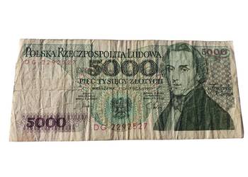 Stary banknot 5000 złotych Frederyk Chopin 1982 antyk unikat kolekcjonerski