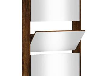 vidaXL Szafka na buty z lustrem i 3 szufladami, przydymiony dąb(SKU:342638)