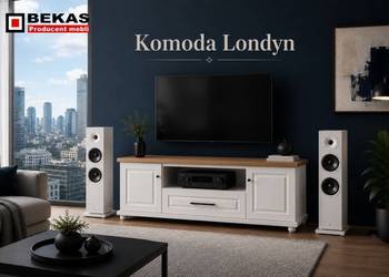 Prowansalska niska KOMODA RTV 150` (2D) LONDYN Biała Dąb Producent BEKAS