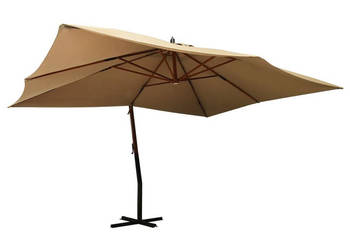 Wiszący parasol z drewnianym słupkiem 400x300 cm taupe WM-318431