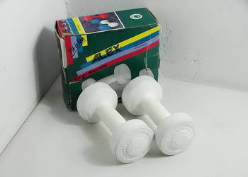 Para hantli winylowych ALEX 2x 1,5 kg (3 kg) białe retro + oryginalne pudeł