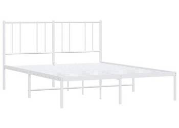 Metalowa rama łóżka z wezgłowiem, biała, 150x200 cm（SKU:352531）