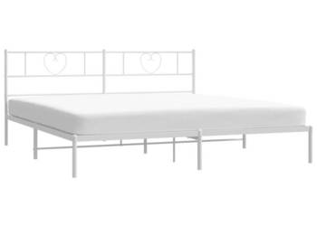 Łóżko Metalowe Białe Rama Łóżka Ze Stelażem Biała 193x203 cm WM-355518